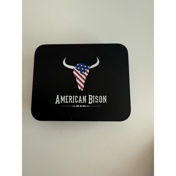 American Bison Men’s Brown Logo Genuine Leather Wallet Two Tone Materials - Picture 2 of 11